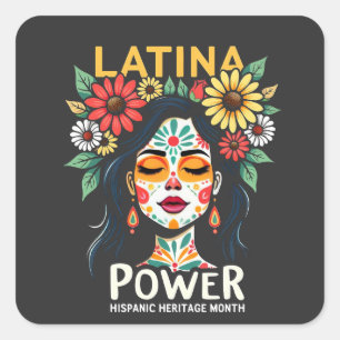 Latina Power Hispanic Heritage Monat Quadratischer Aufkleber