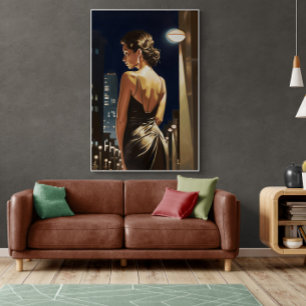 Latina Stehend unter Miami Street Light Painting Poster