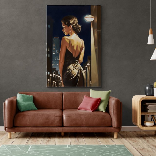 Latina Stehend unter Miami Street Light Painting Poster (Von Creator hochgeladen)