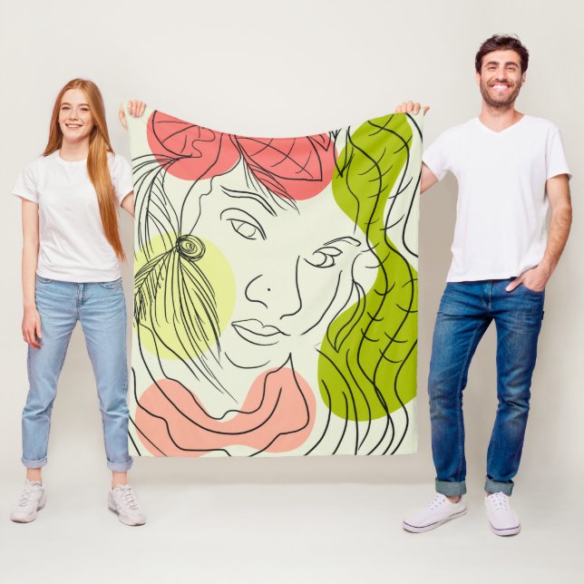 Latina Woman Art Shapes Floral Fleecedecke (Beispiel)