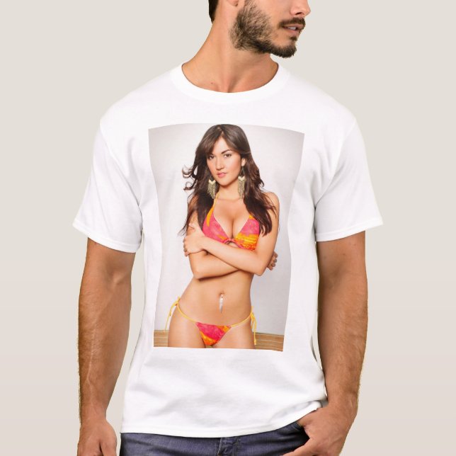 LatinaPinUpmädchen im Bikini T-Shirt (Vorderseite)