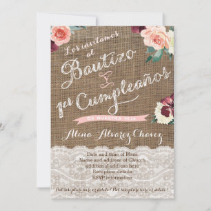 Latino Baptisse & Erste Geburtstagskarten auf Span Einladung