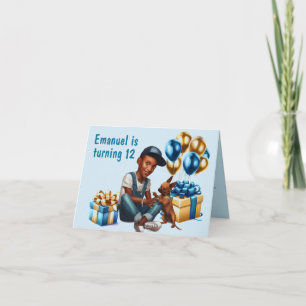 Latino Boy mit Hund zum Geburtstag Einladung