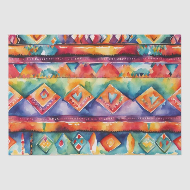 Latino Bright Watercolor Blanket Muster Decodierun Seidenpapier (Vorderseite)