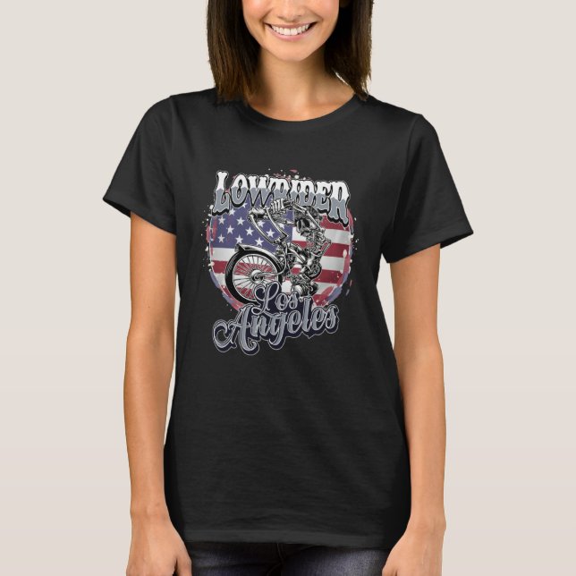 Latino Cholo Bike With Japan Flag Los Angeles Lowr T-Shirt (Vorderseite)