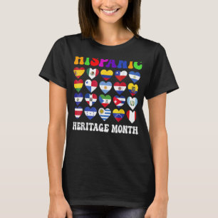Latino-Länder-Flaggen Herz Hispanic Heritage Mon T-Shirt