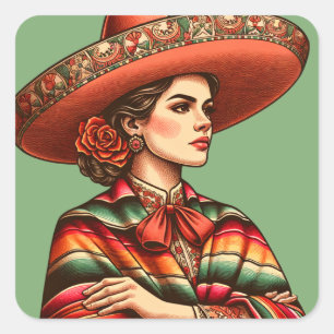 Latinx Sarape Gastgeschenk Quadratischer Aufkleber