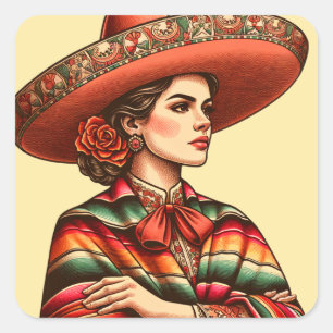 Latinx Sarape Gastgeschenk Quadratischer Aufkleber