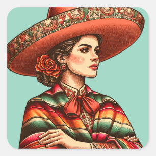 Latinx Sarape Gastgeschenk Quadratischer Aufkleber