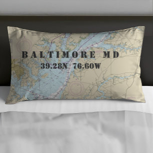 Latitude Longitude Baltimore MD Nautic Chart Kissenbezug