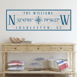 Latitude Longitude Personalized Family Name Wrap Leinwanddruck