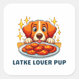 Latke Lover Pup Quadratischer Aufkleber