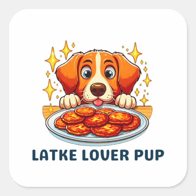 Latke Lover Pup Quadratischer Aufkleber (Vorderseite)