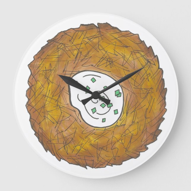 Latke Potato Pancakes Jüdische Küche Feinschmecker Große Wanduhr (Vorderseite)