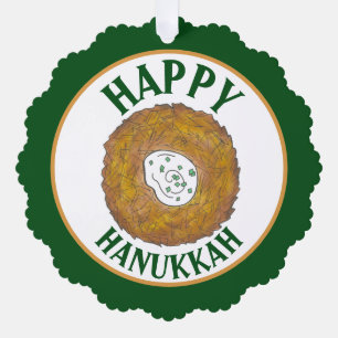 Latkes Happy Hanukkah Chanukah Juwish Holidays Ornament Karte