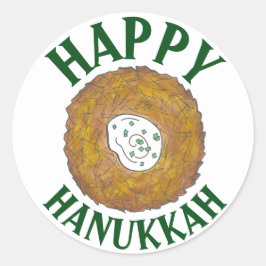 Latkes Happy Hanukkah Chanukah Juwish Holidays Runder Aufkleber