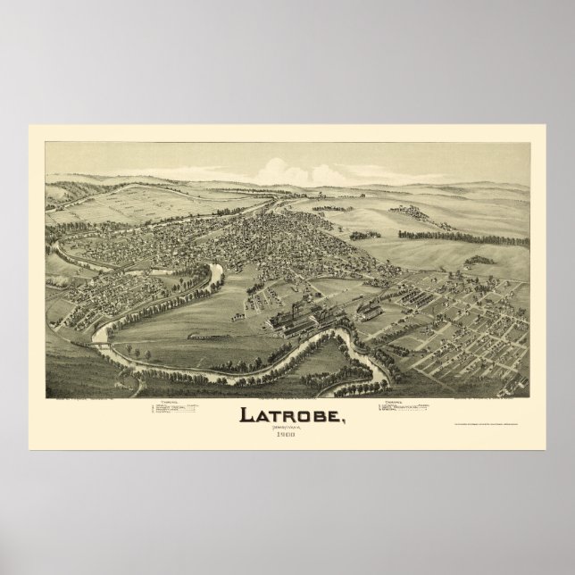 Latrobe, PA Panoramic Map - 1900 Poster (Vorne)