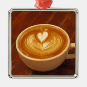 Latte Art Coffee Liebe Silbernes Ornament