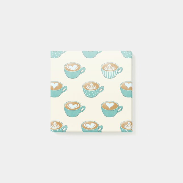 Latte Art in Niedlich Blue Coffee Mugs Post-it Klebezettel (Vorderseite)