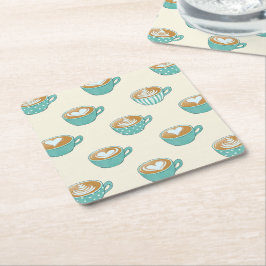 Latte Art in Niedlich Blue Coffee Mugs Rechteckiger Pappuntersetzer