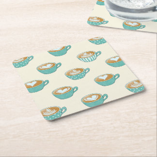 Latte Art in Niedlich Blue Coffee Mugs Rechteckiger Pappuntersetzer