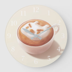 Latte Art Large Clock Große Wanduhr