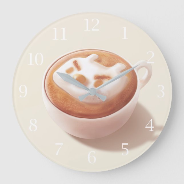 Latte Art Large Clock Große Wanduhr (Vorderseite)