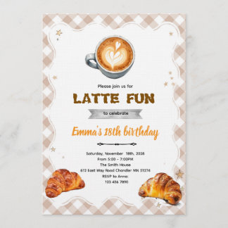 Latte Birthday Brunch party Invitation  Einladung