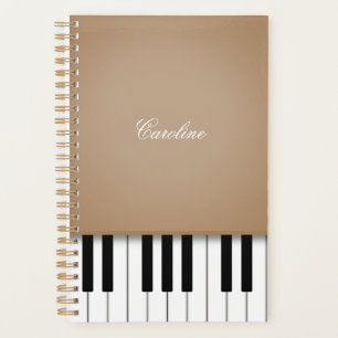 Latte Brown Piano Keyboard Personalisiert Music Planer
