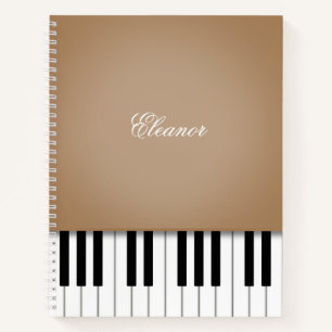 Latte Brown Piano Music Keyboard Custom Notizbuch