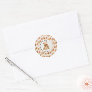 Latte Cocoa Blush Streifen Teddybär Weihnachten Runder Aufkleber