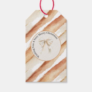 Latte Cocoa Streifen Bogen Weihnachten Geschenkanhänger