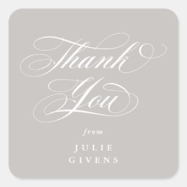 Latte Elegant Script Abschluss Vielen Dank Quadratischer Aufkleber