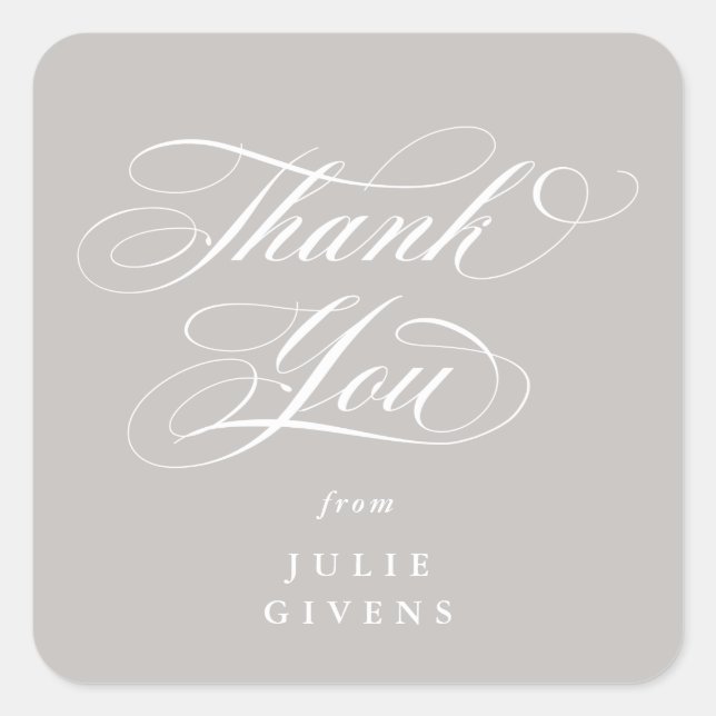 Latte Elegant Script Abschluss Vielen Dank Quadratischer Aufkleber (Vorderseite)