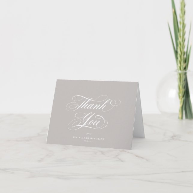 Latte Elegant Script Blank Wedding Dankeskarte (Vorderseite)