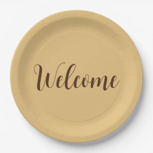 Latte-Farb-Willkommens-Profi-Name-Vorlage Pappteller