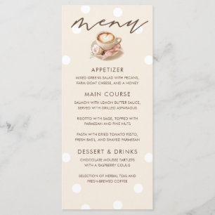 Latte-Kaffee-Themen-Menükarten für Baby-Shower Menükarte