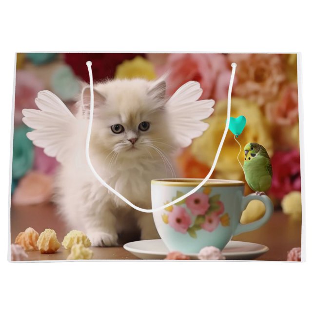 Latte Kitten und Budgie-Geschenktasche Große Geschenktüte (Vorderseite)