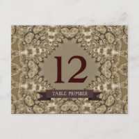 Latte Lace Wedding Event Tischnummer Postkarte
