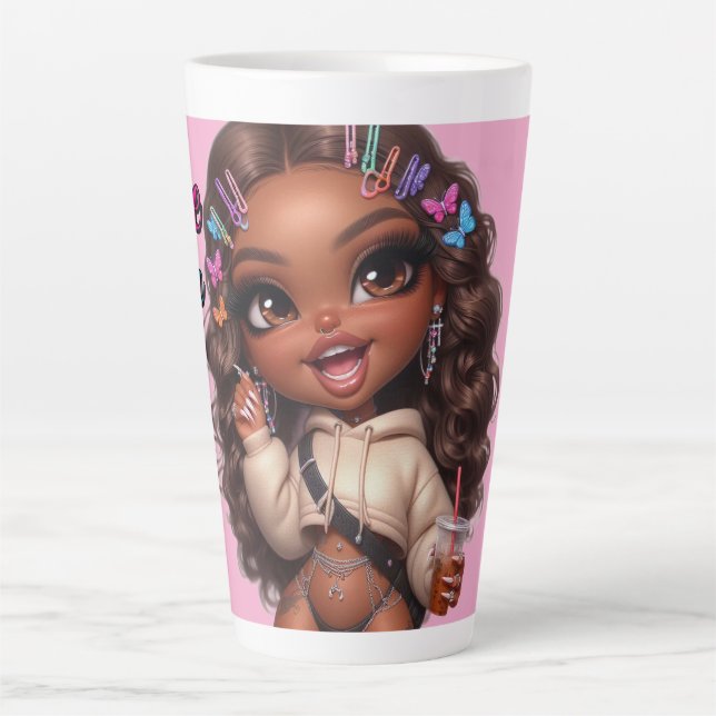 Latte-Liebhaber CHIBI-PUPPE  Milchtasse (Vorderseite)