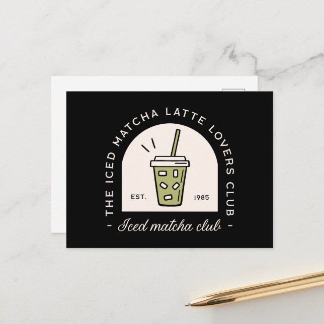 Latte Lovers Iced Matcha Lovers Club besties Rettr Postkarte (Vorderseite/Rückseite Beispiel)