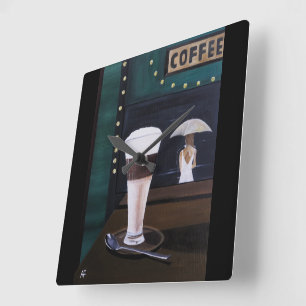 Latte Macchiato Gemälde von Alfred Fox Quadratische Wanduhr