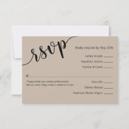 Latte Mocha Black Love Schriftzug Minimale RSVP-Ka RSVP Karte