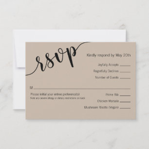 Latte Mocha Black Love Schriftzug Minimale RSVP-Ka RSVP Karte