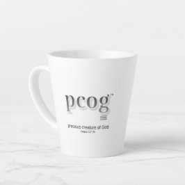 Latte Mug 12 oz flaired - "pcog" aconym and words Milchtasse