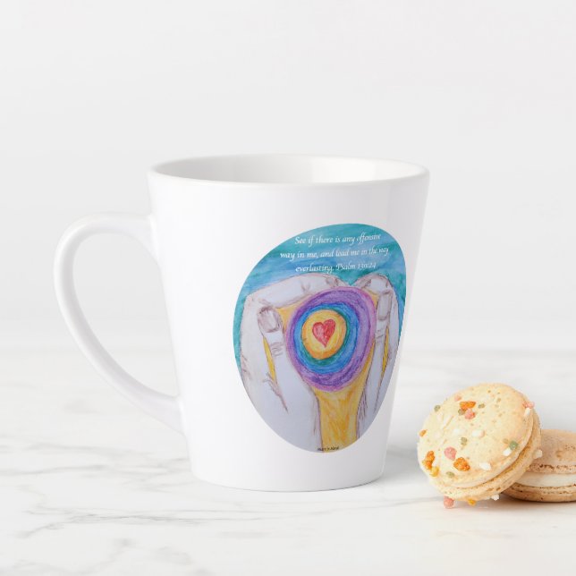 LATTE MUG Heart in Hands Circle PS139:24 blkfont Milchtasse (Beispiel)