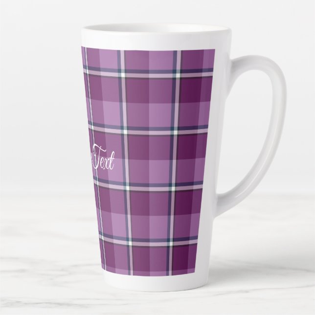 Latte Mug Purple and Trendy Pink Plaid Milchtasse (Rechts)