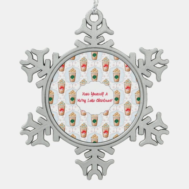 Latte Ogee Snowflake Muster Ornament (Vorderseite)