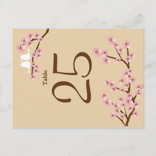 Latte & Pink Cherry Blossom Hochzeitsstimmung Tisc Postkarte