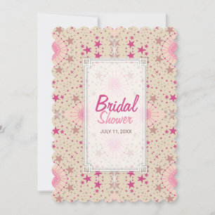 Latte Pink Stars Muster Bridal Dusche Einladung